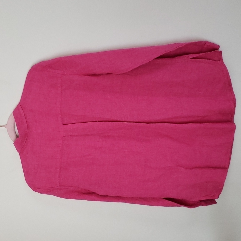 Charter club 100% linen fushia pink button down shirt women's size medium. - Picture 8 of 8